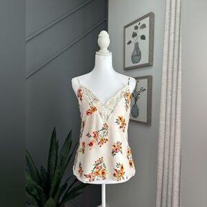 Socialite Floral Lace Trim Cami Top